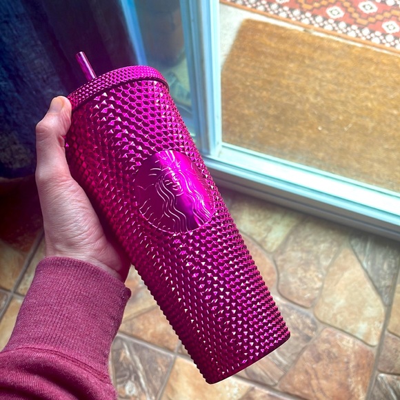💝RARE! Sangria Starbucks Studded Magenta Metallic Chrome Pink Tumbler Xmas 2022 - Picture 1 of 4